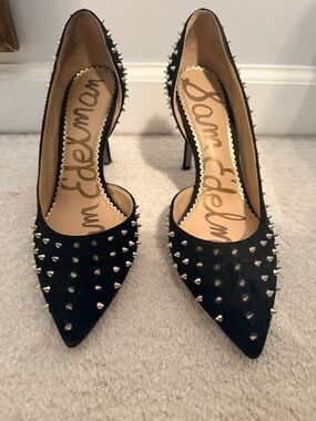 Sam Edelman Black Studded Pointed-Toe Stiletto Heels